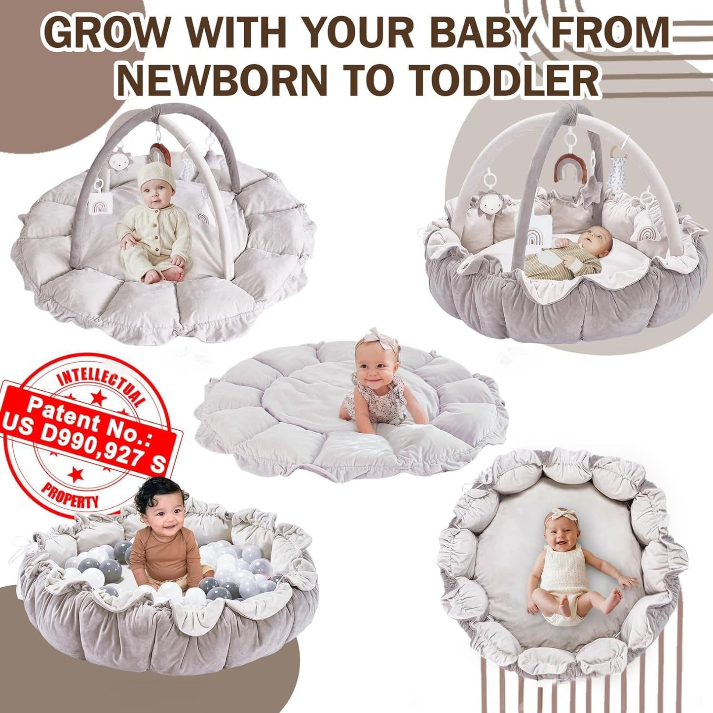 Little Dove 5-in-1 Convertible Baby Play Gym – Grey