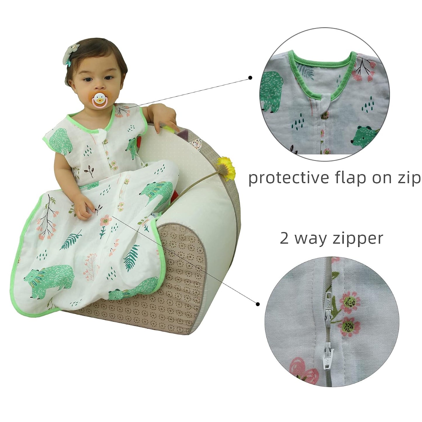 Baby Muslin Cotton Sleeping Sack – 0.5 Tog