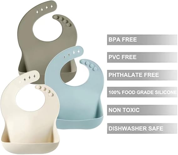 PandaEar Silicone Baby Bibs – 3 Pack