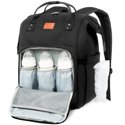 KeaBabies Baby Diaper Bag Backpack – Trendy Black