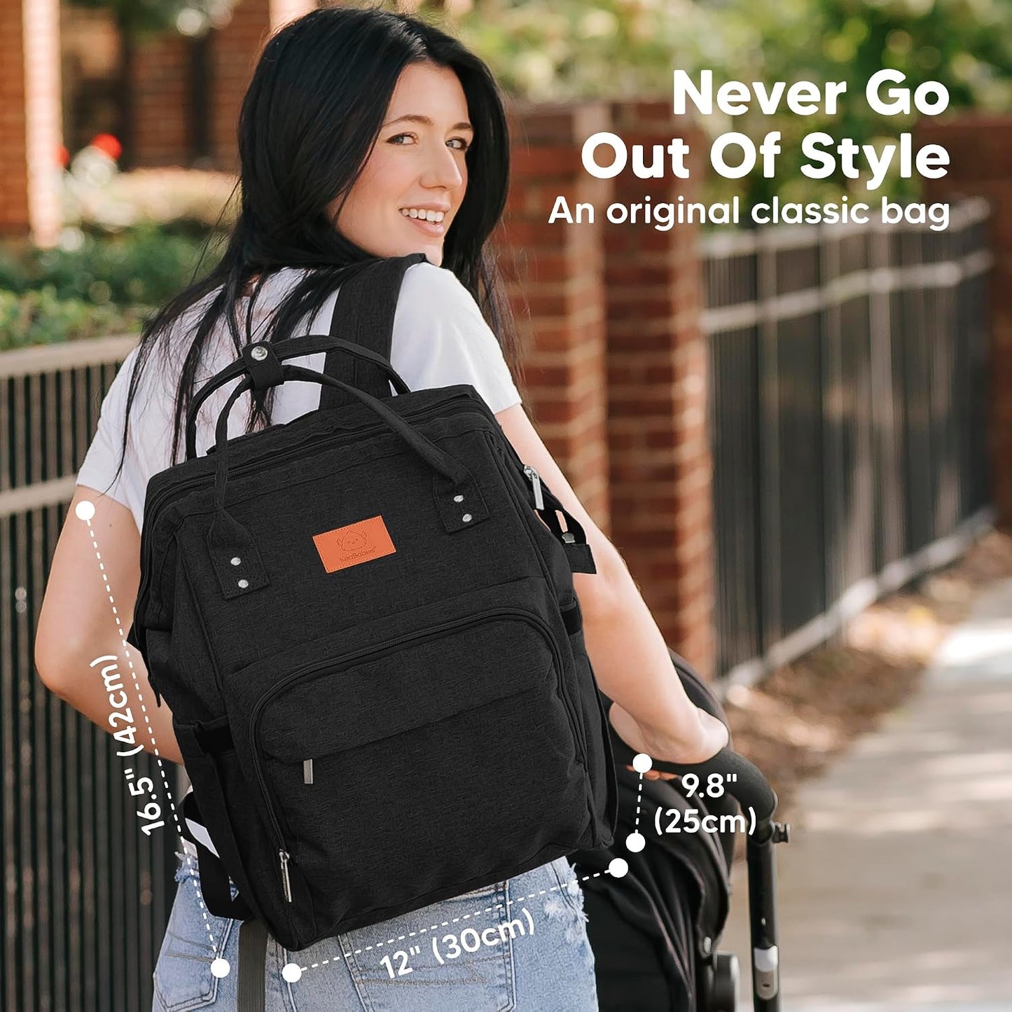 KeaBabies Baby Diaper Bag Backpack – Trendy Black