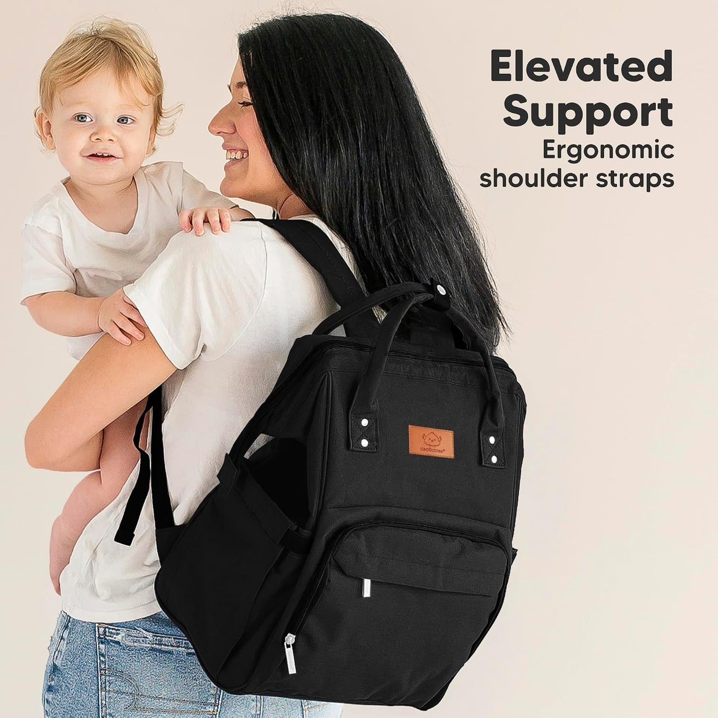 KeaBabies Baby Diaper Bag Backpack – Trendy Black