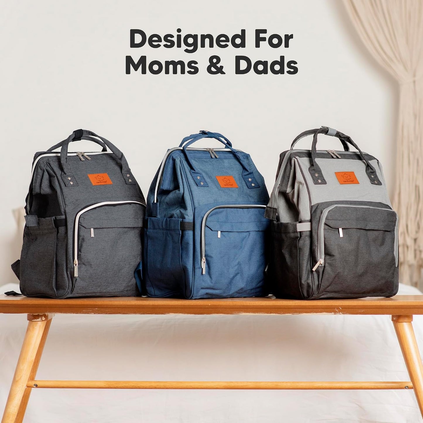 KeaBabies Baby Diaper Bag Backpack – Trendy Black