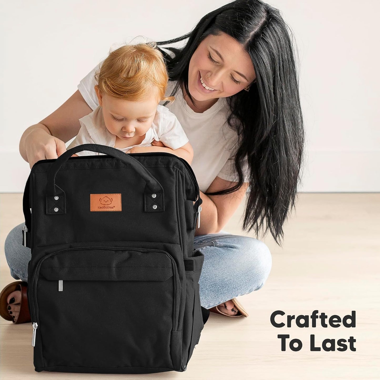 KeaBabies Baby Diaper Bag Backpack – Trendy Black