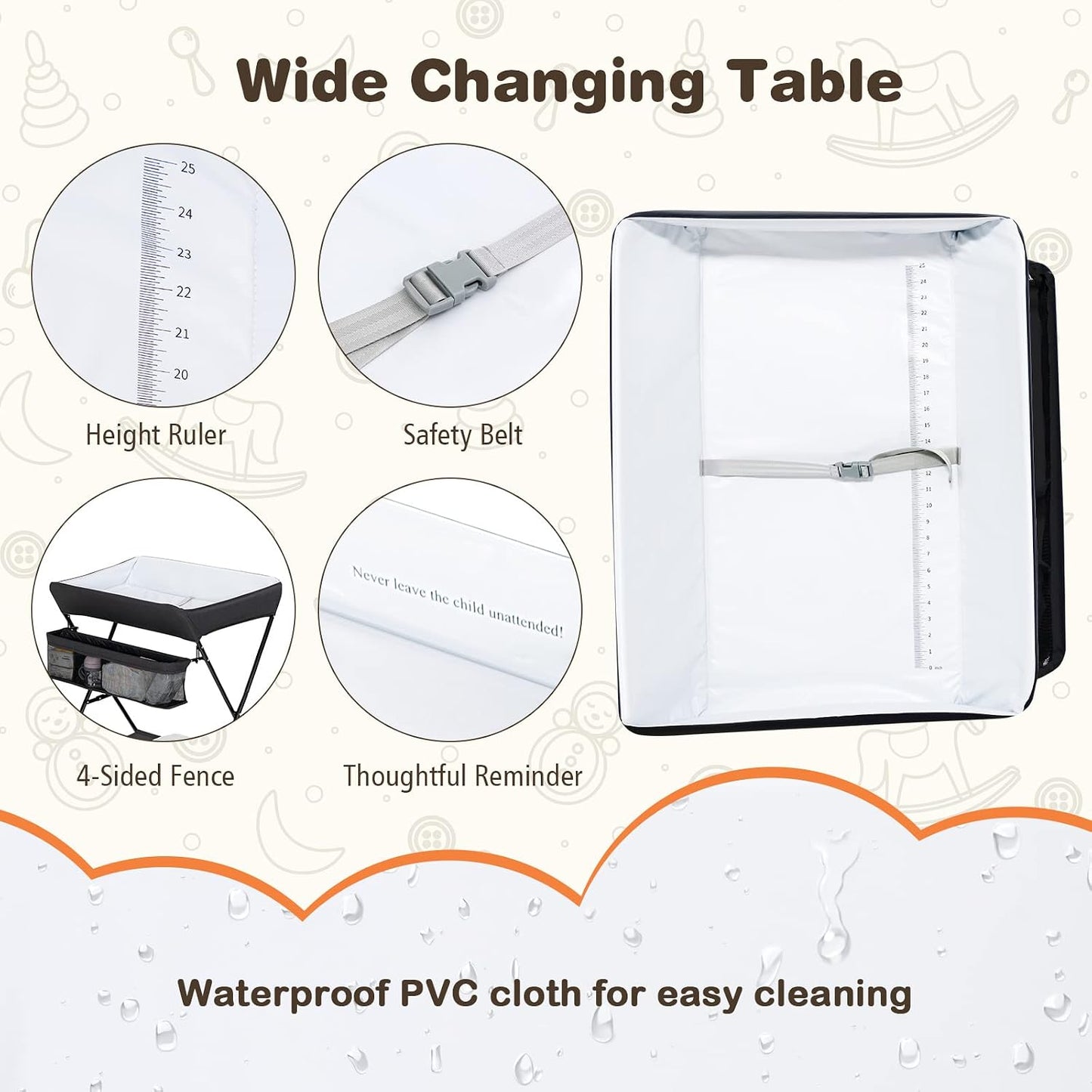 Costzon Portable Baby Changing Table – Black