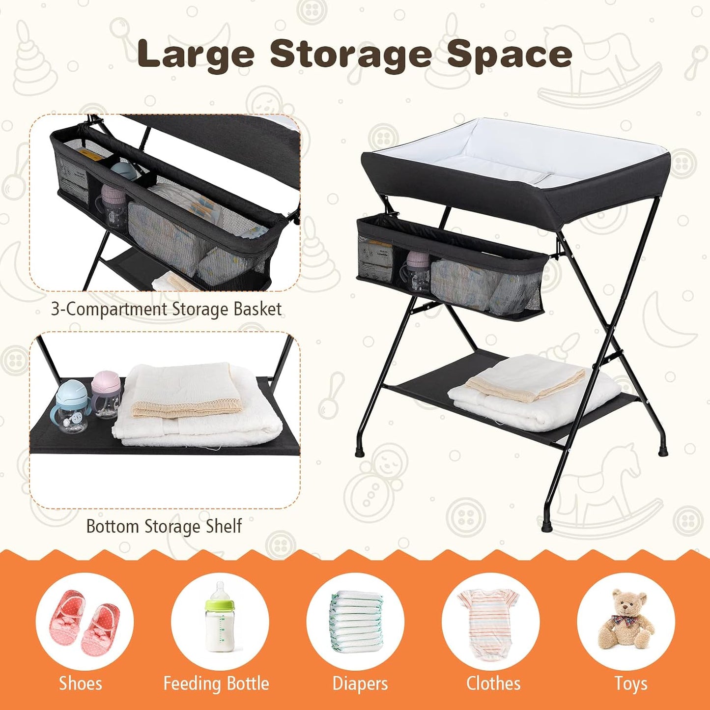 Costzon Portable Baby Changing Table – Black
