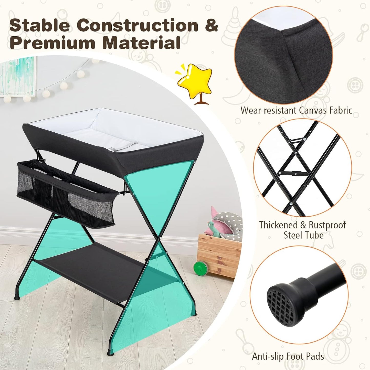 Costzon Portable Baby Changing Table – Black