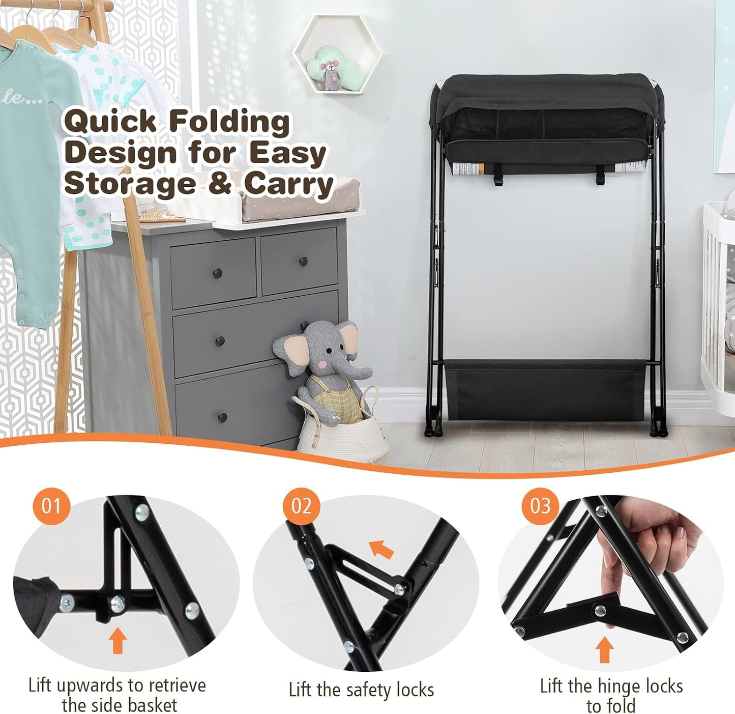 Costzon Portable Baby Changing Table – Black