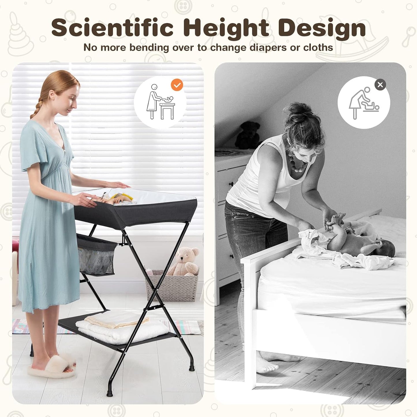 Costzon Portable Baby Changing Table – Black