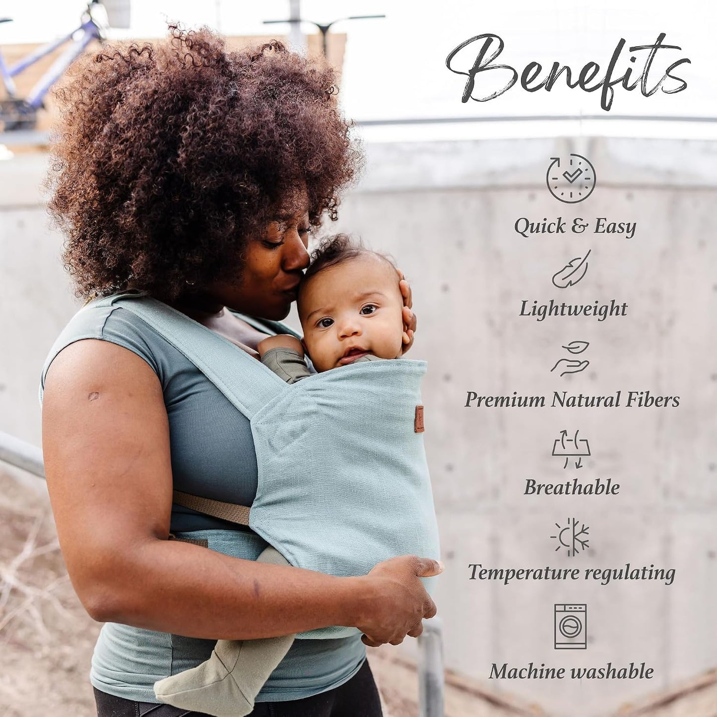 Happy! Original Baby Carrier – Lightweight Ergonomic Soft Structured Carrier for Newborns to Toddlers (7–45 lbs), Adjustable Fit, Breathable Linen, Front & Back Carry