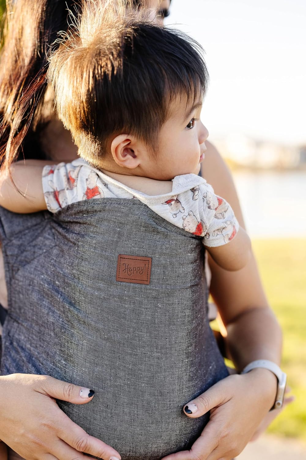 Happy! Original Baby Carrier – Lightweight Ergonomic Soft Structured Carrier for Newborns to Toddlers (7–45 lbs), Adjustable Fit, Breathable Linen, Front & Back Carry